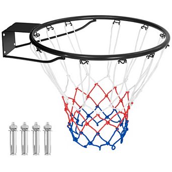 18 Inch Basketball Rim Goal Replacement with All Weather Net and Mounting Hardware-Black