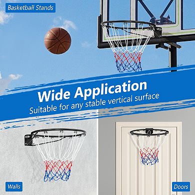 18 Inch Basketball Rim Goal Replacement with All Weather Net and Mounting Hardware-Black