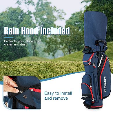 9.5 Inch Golf Cart Bag with 14 Way Dividers Top Organizer-Black