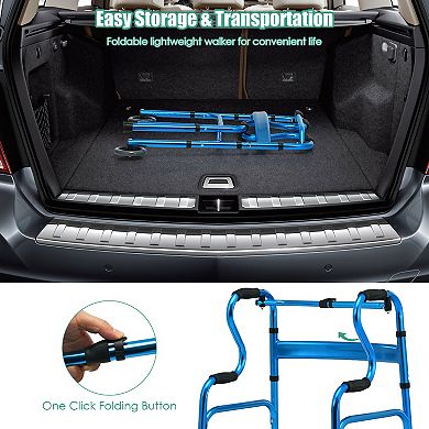 Aluminum Heavy-Duty Folding Wheeled Stand-Assist Walker