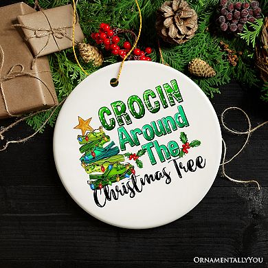 Crocin’ Around The Christmas Tree Joyfully Funny Christmas Ornament, Circle