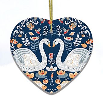 Scandinavian Zen Pond Christmas Ornament, Heart Version
