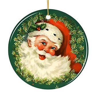 Victorian Santa Round Christmas Ornament, Version 2