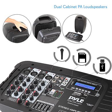 Pyle 10" Bluetooth PA Speaker & DJ Mixer Kit with LED Lights, 8-Ch. Mixer, and Microphone