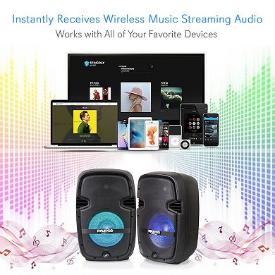 Pyle 10" Bluetooth PA Speaker & DJ Mixer Kit with LED Lights, 8-Ch. Mixer, and Microphone