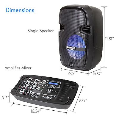 Pyle 10" Bluetooth PA Speaker & DJ Mixer Kit with LED Lights, 8-Ch. Mixer, and Microphone