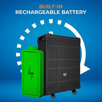 Pyle 12'' Portable Wireless Bluetooth Speaker System - Wireless Microphone, 80 Watt - FM Radio