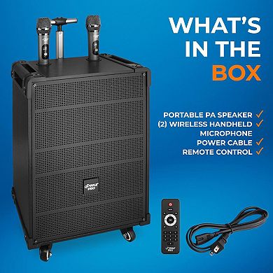 Pyle 12'' Portable Wireless Bluetooth Speaker System - Wireless Microphone, 80 Watt - FM Radio