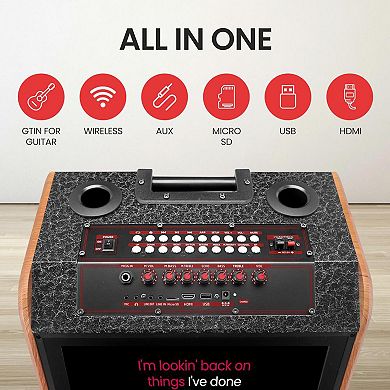 Pyle 15.4" Portable Wireless BT Streaming Loudspeaker Karaoke Machine