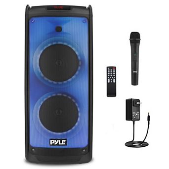 Pyle Portable Bluetooth PA Speaker 8” Woofer, Audio Recording, Wireless Microphone, Radio