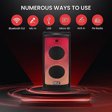 Pyle Portable Bluetooth PA Speaker 8” Woofer, Audio Recording, Wireless Microphone, Radio