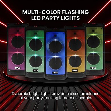 Pyle Portable Bluetooth PA Speaker 8” Woofer, Audio Recording, Wireless Microphone, Radio