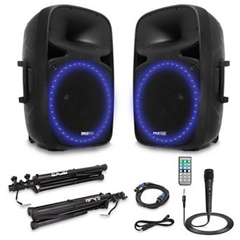 Pyle Wireless Bluetooth PA Speaker - 15” BT Audio System FM/AUX/MP3/USB/SD, Microphone, Remote