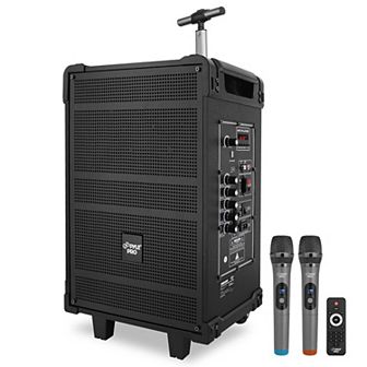 Pyle 10'' Portable Wireless Bluetooth Speaker System - Wireless Microphone, FM Radio