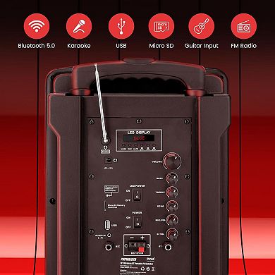 Pyle 10’’ Portable PA Speaker System - Wireless Party Audio Speaker, Wireless Mic, Microphone