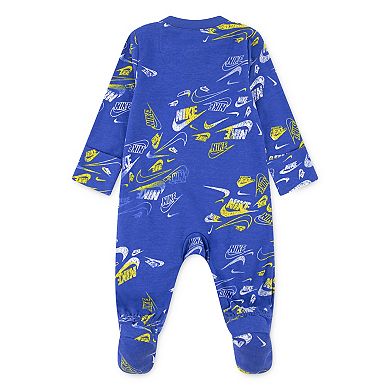 Newborn Baby Boys Nike All-Over Print Footed Coverall