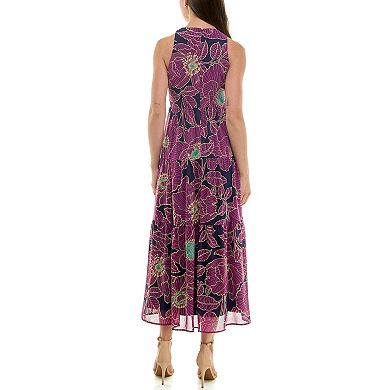 Women's Nicole Miller Criss Cross Slit Front Halter Maxi Dress