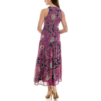 Women's Nicole Miller Criss Cross Slit Front Halter Maxi Dress