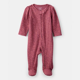 Baby Girl Carter's Floral Print Cotton Long-Sleeve 2-Way Zip Sleep & Play