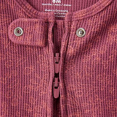 Baby Girl Carter's Floral Print Cotton Long-Sleeve 2-Way Zip Sleep & Play