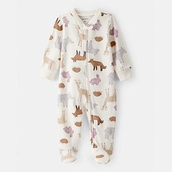 Baby Girl Carter's Fox Print Cotton Long-Sleeve Sleep & Play