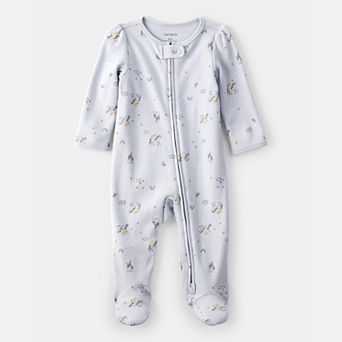 Baby Girl Carter's Unicorn Star Print Cotton Long-Sleeve 2-Way Zip Sleep & Play