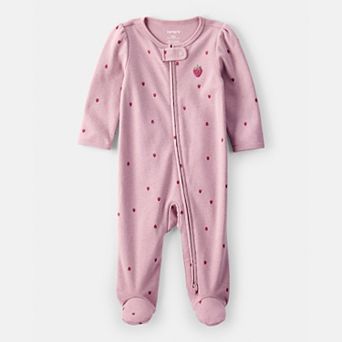 Baby Girl Carter's Strawberry Print Cotton Sleep & Play One-Piece Pajamas