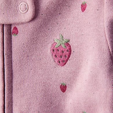 Baby Girl Carter's Strawberry Print Cotton Sleep & Play One-Piece Pajamas