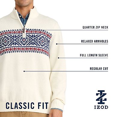 Men's IZOD Fair Isle Quarter Zip Sweater