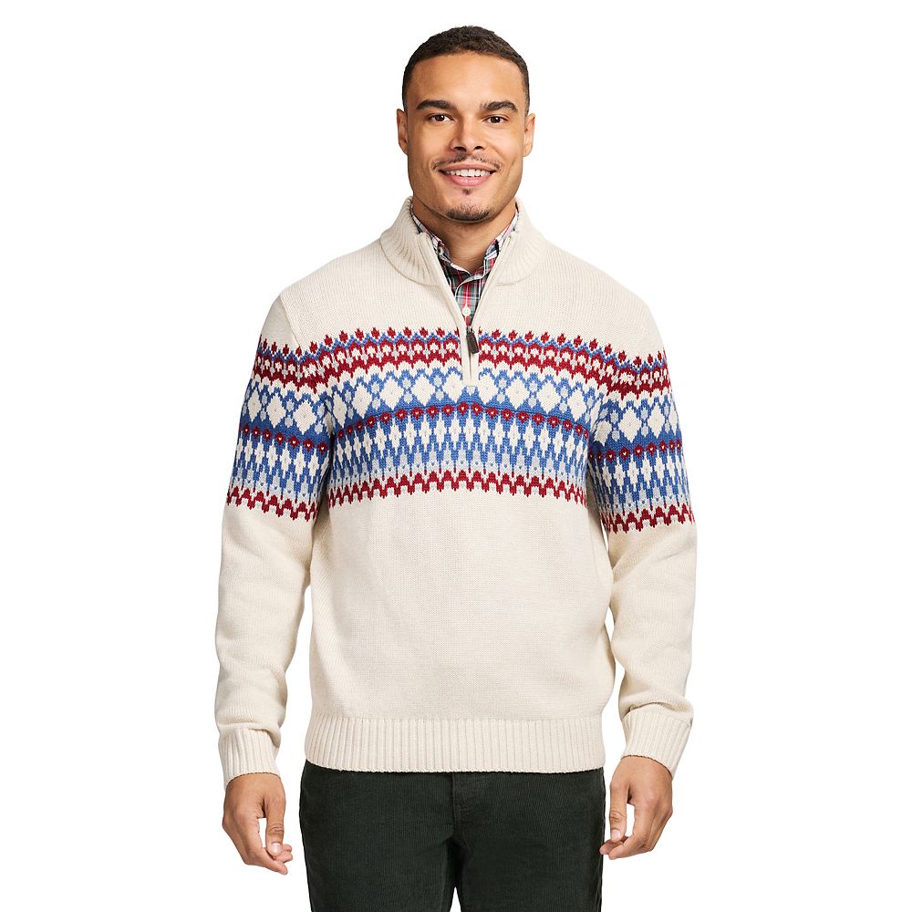 Men's IZOD Fair Isle Quarter Zip Sweater
