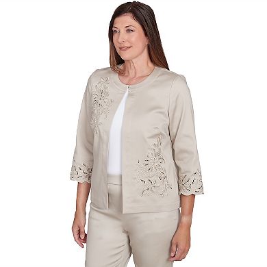 Petite Alfred Dunner Floral Cut Out Sateen Jacket