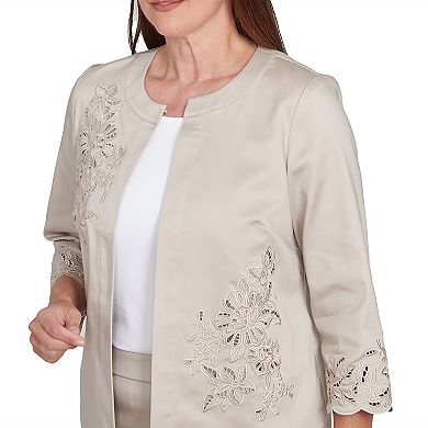 Petite Alfred Dunner Floral Cut Out Sateen Jacket