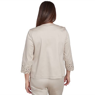 Petite Alfred Dunner Floral Cut Out Sateen Jacket