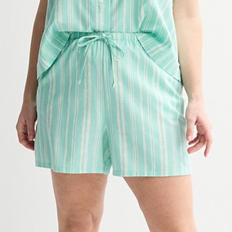 Plus Size Sonoma Goods For Life® Linen Like Woven Pajama Shorts