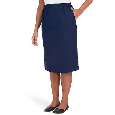 Petite Alfred Dunner Cinch Waist Midi Skirt with Slant Pockets