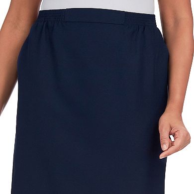 Petite Alfred Dunner Cinch Waist Midi Skirt with Slant Pockets
