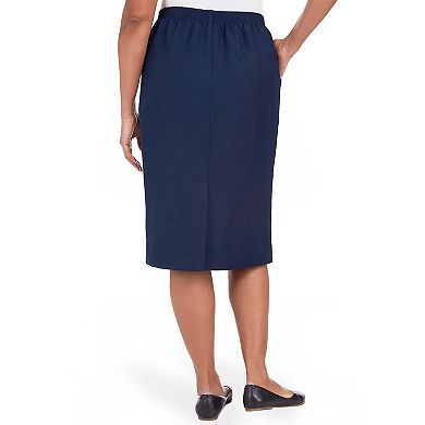 Petite Alfred Dunner Cinch Waist Midi Skirt with Slant Pockets
