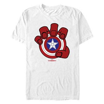 Men's Marvel Captain America Brave New World Red Hand And Shield Graphic Tee