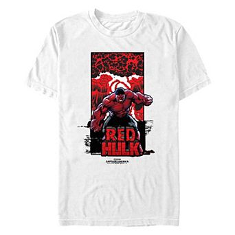Men's Marvel Captain America Brave New World Red Hulk Explosion Poster Graphic Tee