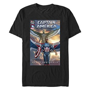 Men's Marvel Captain America Brave New World Captain And Falcon Cover Graphic Tee
