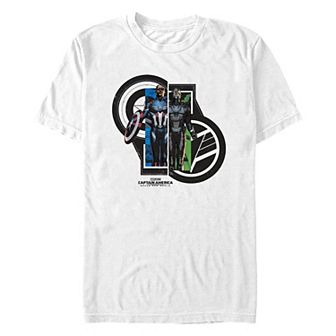 Men's Marvel Captain America Brave New World Captain And Falcon New Heroes Poster Graphic Tee
