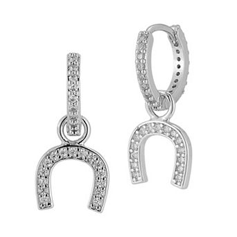 WINX Cubic Zirconia Horseshoe Charm Huggie Hoop Earrings