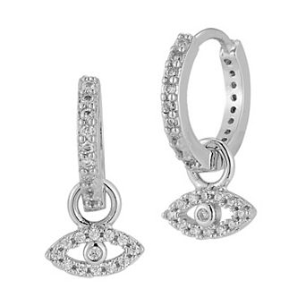 WINX Cubic Zirconia Eye Charm Huggie Hoop Earrings