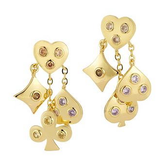 WINX Cubic Zirconia Four Suits Post Drop Earrings