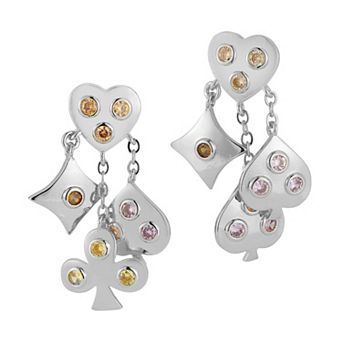 WINX Cubic Zirconia Four Suits Post Drop Earrings