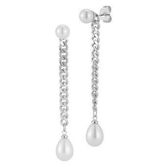 WINX Pearl and Chain Post Drop Earrings