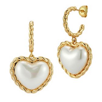 WINX 18k Gold Plated Pearl Heart Drop Earrings