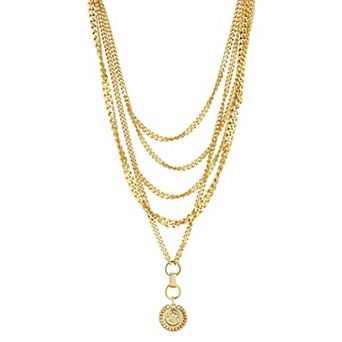 WINX 18k Gold Plated Multi Layer Chain Coin Pendant Necklace