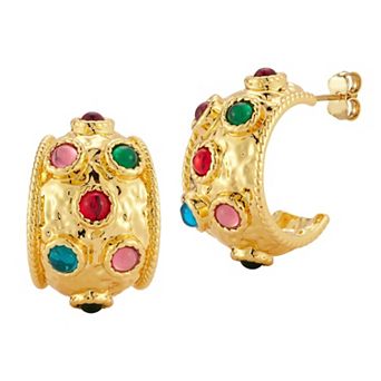 WINX 18k Gold Plated Vintage Bold Wide Hoop Earrings