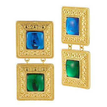 WINX 18k Gold Plated Cubic Zirconia Bold Square Vintage Frame Earrings